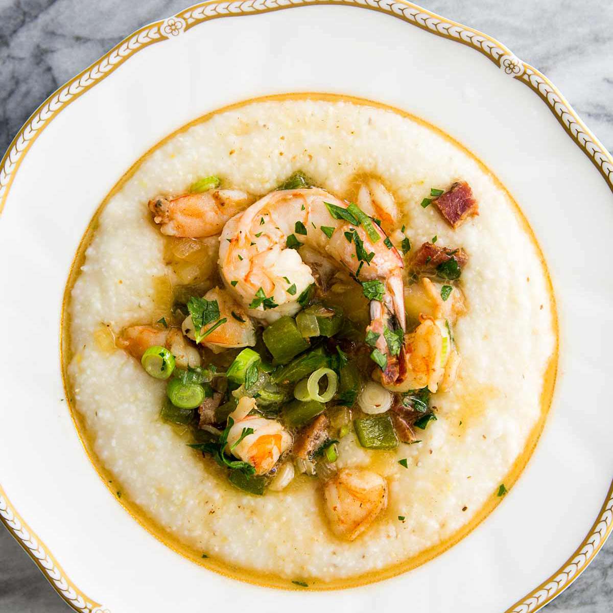 Slow-Simmered Shrimp and Stone-Ground Grits