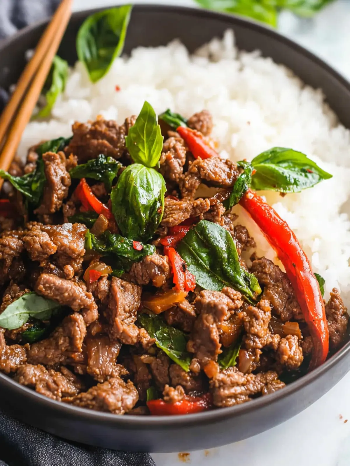 Stir-Fried Thai Basil Beef with Fresh Chilies