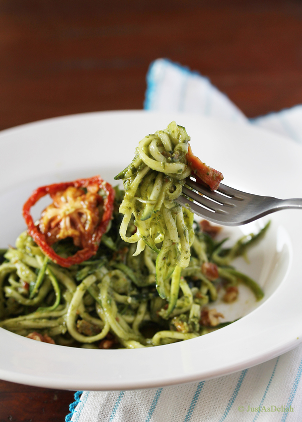 Sautéed Zucchini Noodles with Sun-Dried Tomato Pesto