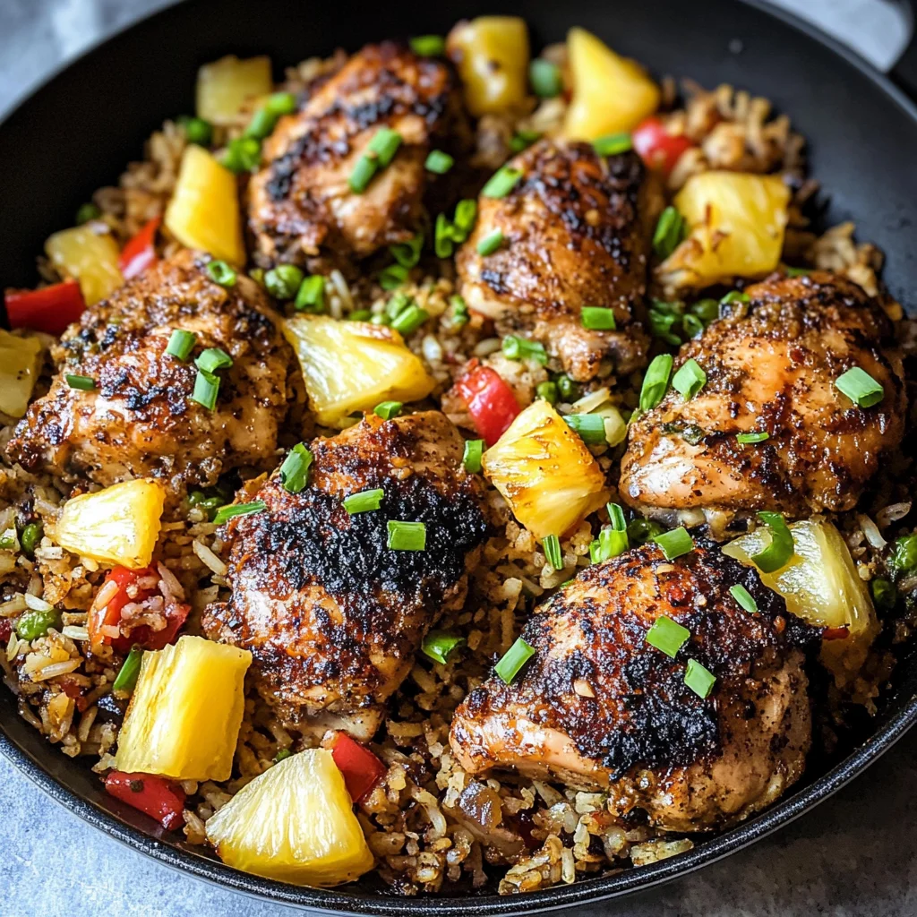 Sheet Pan Roasted Caribbean Jerk Chicken with Pineapple