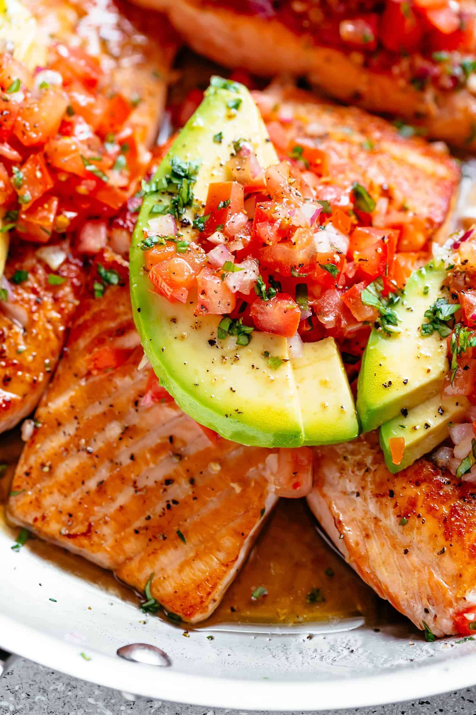 Pan-Roasted Salmon with Avocado Tomato Salsa