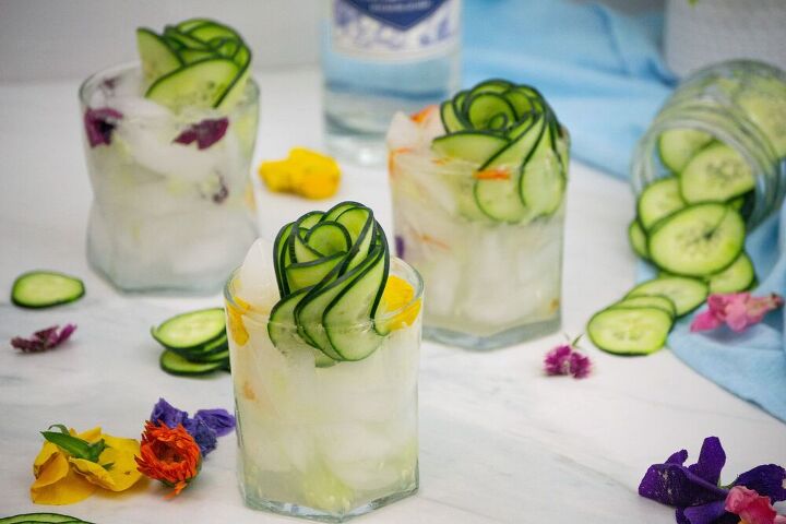 Herb-Infused Gin and Tonic with Cucumber Ribbon