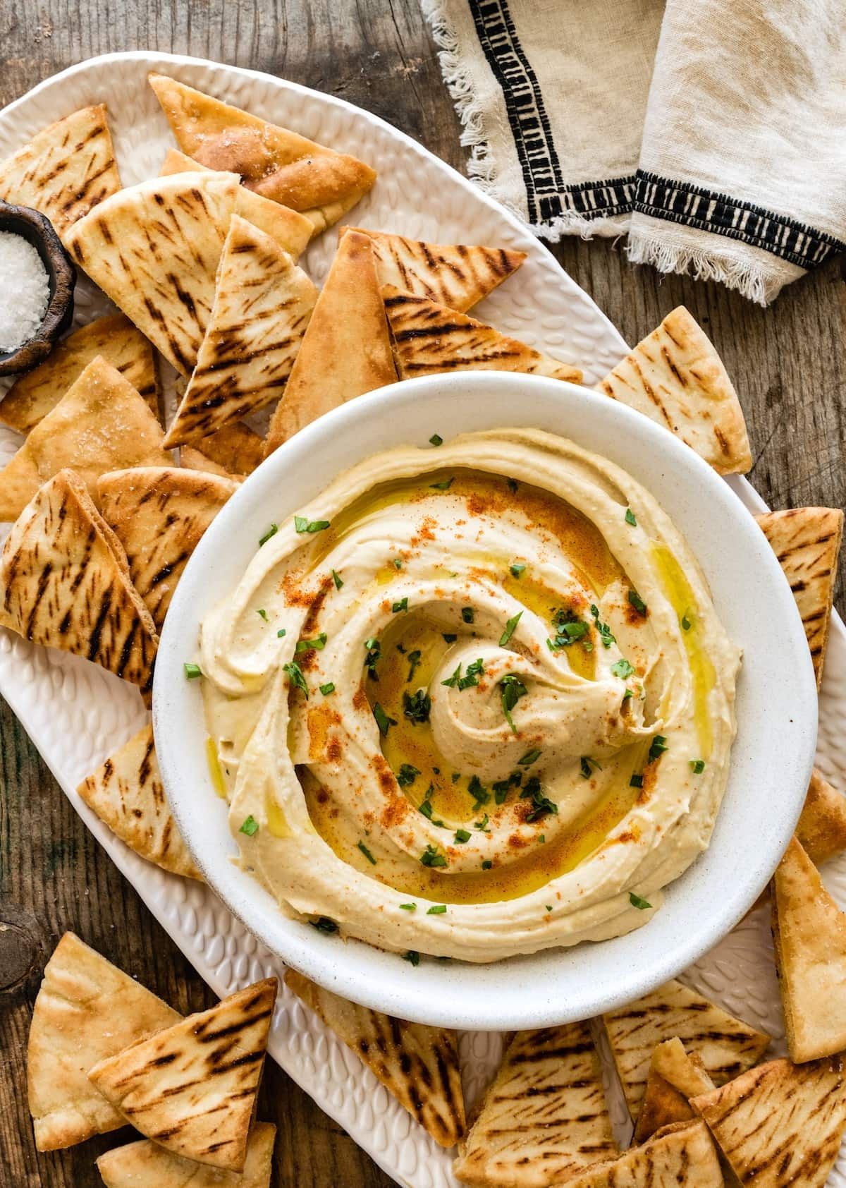 Whipped Chickpea Hummus with Toasted Pita Chips