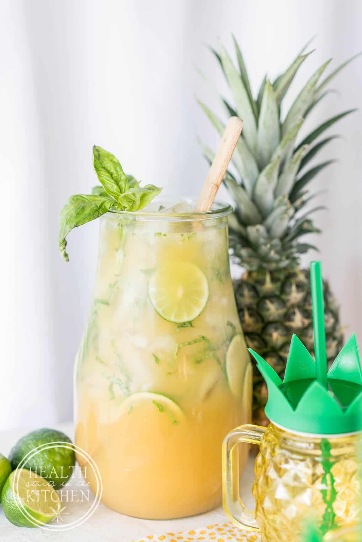 Pineapple Basil Vodka Collins with Fresh Lime