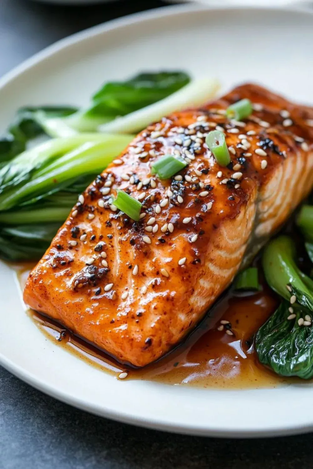 Pan-Seared Salmon with Ginger-Sesame Glaze and Sautéed Bok Choy
