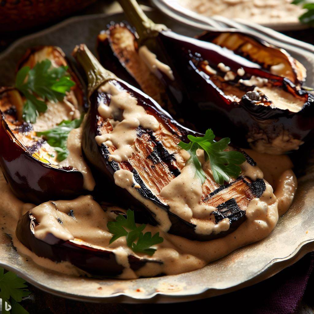 Za’atar Roasted Eggplant with Tahini Drizzle