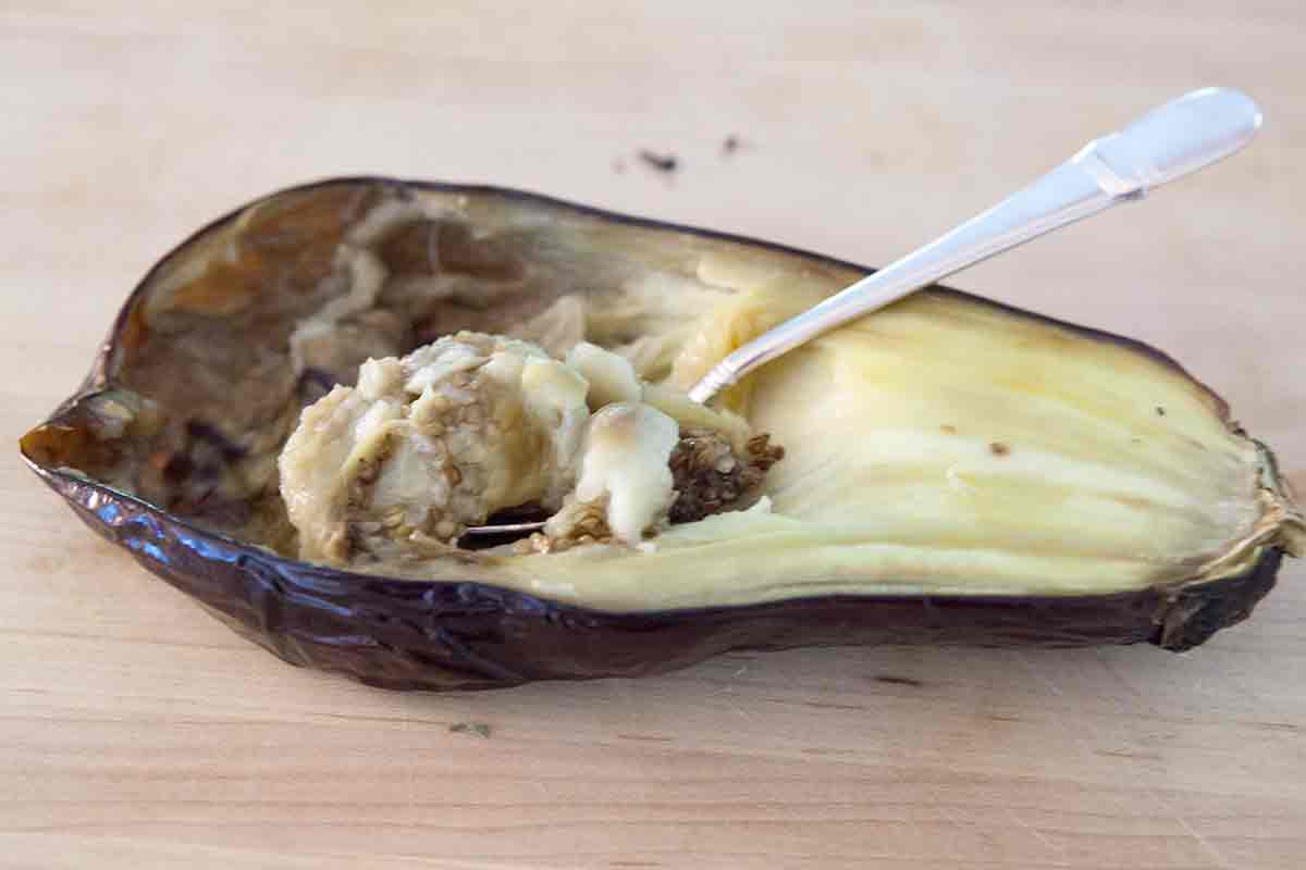 Roasted Eggplant Baba Ganoush with Tahini and Pomegranate