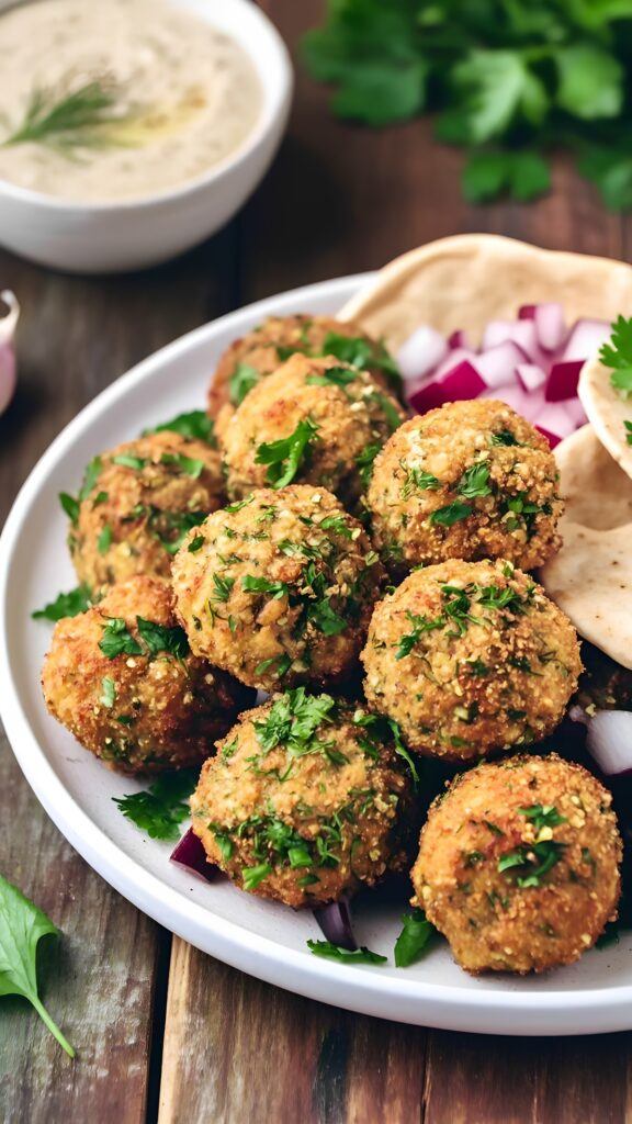 Pan-Fried Falafel Patties with Tahini Drizzle