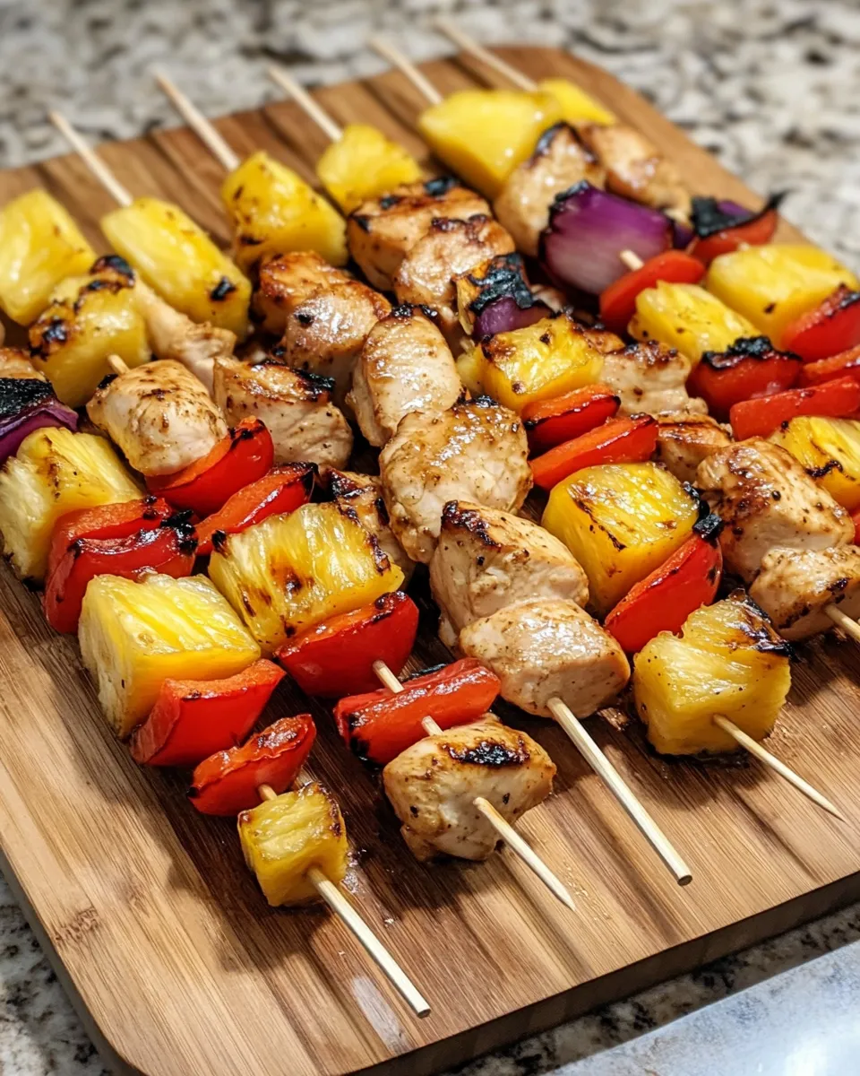 Grilled Pineapple Rum-Glazed Chicken Skewers