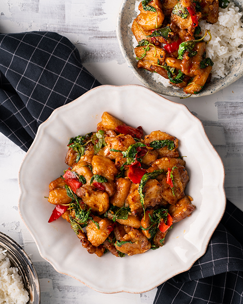 Spicy Stir-Fried Pork with Thai Basil and Chilies