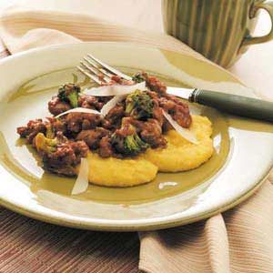 Pan-Seared Italian Sausage and Peppers with Polenta