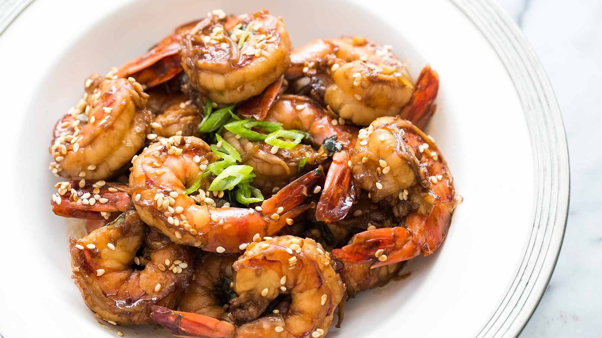 Stir-Fried Shrimp with Garlic and Chili in Soy-Ginger Sauce