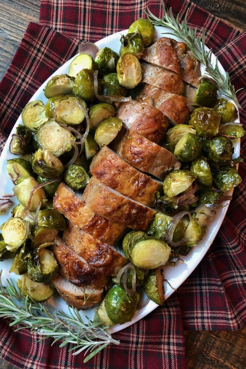 Sheet Pan Herb-Roasted Pork Tenderloin with Brussels Sprouts