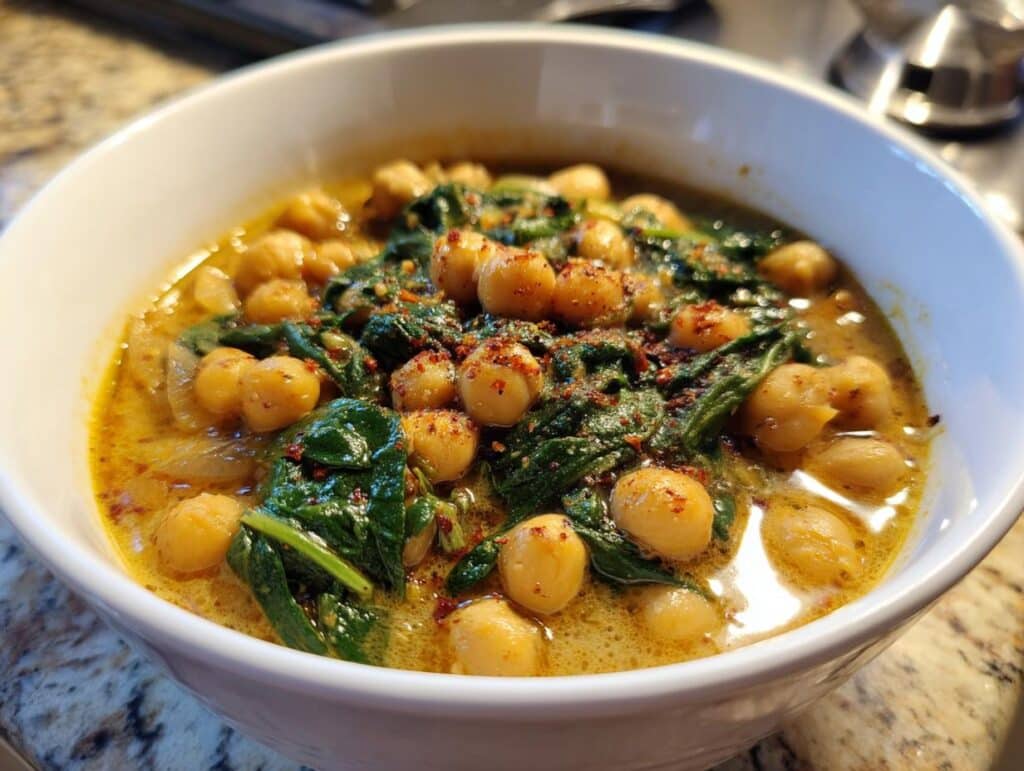 Hidden-Spice Chickpea and Spinach Stew