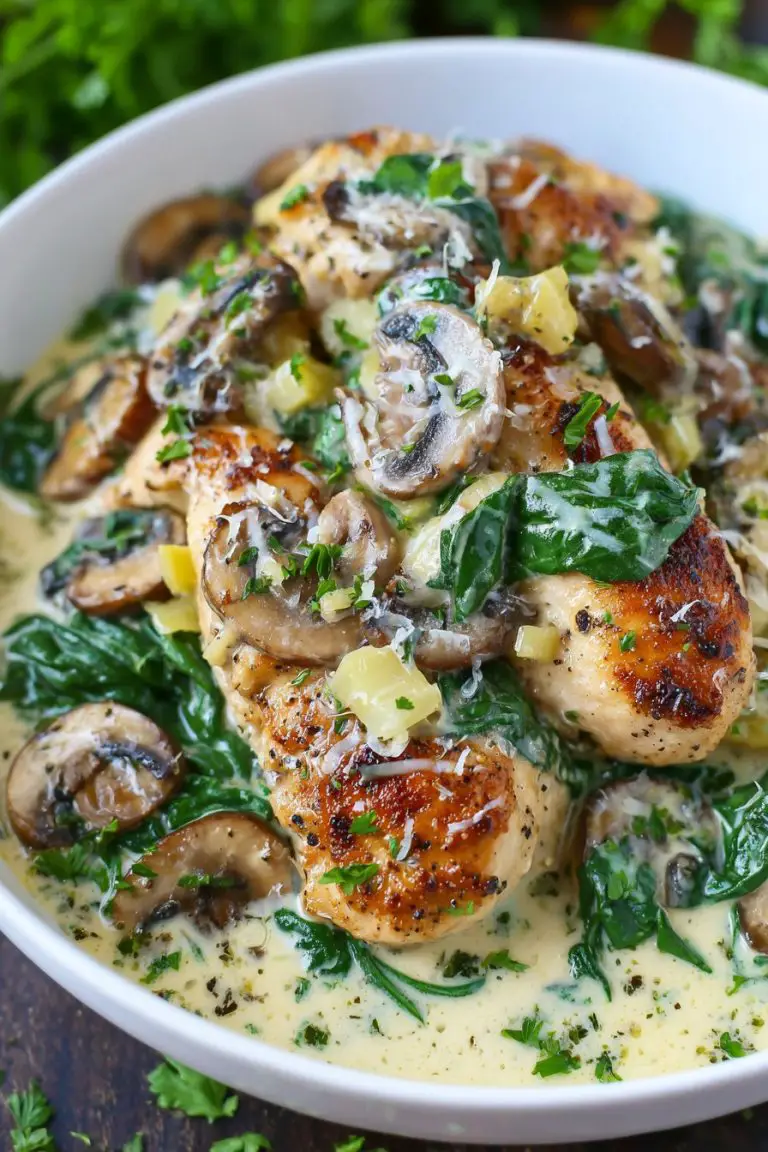 One-Pan Creamy Mushroom and Spinach Chicken