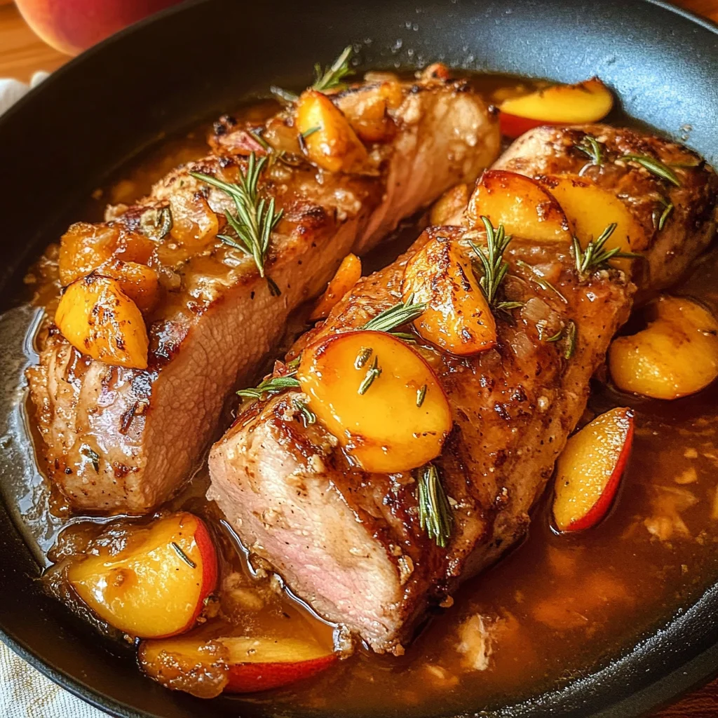 Spiced Bourbon-Peach Glazed Pork Tenderloin