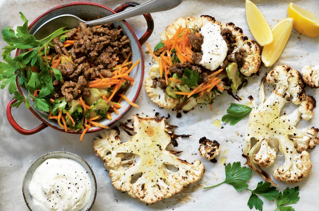 Sheet Pan Moroccan-Spiced Lamb with Roasted Carrots and Cauliflower
