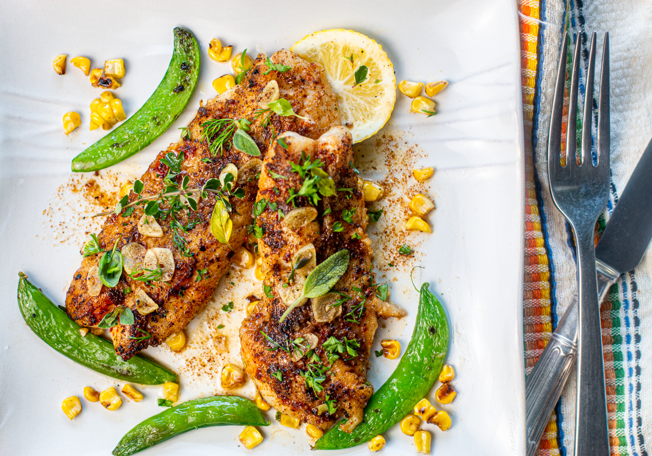 Grilled Texas Redfish with Caper Brown Butter Sauce