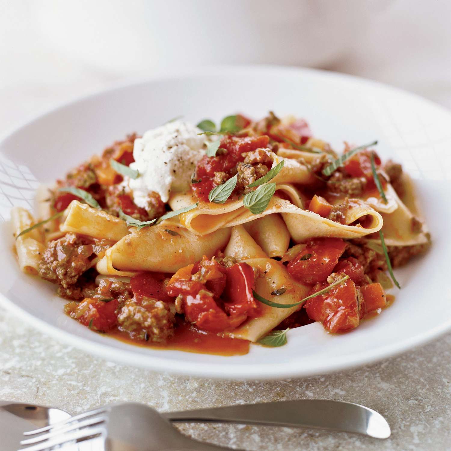 Slow-Simmered Tomato and Basil Ragù with Pappardelle