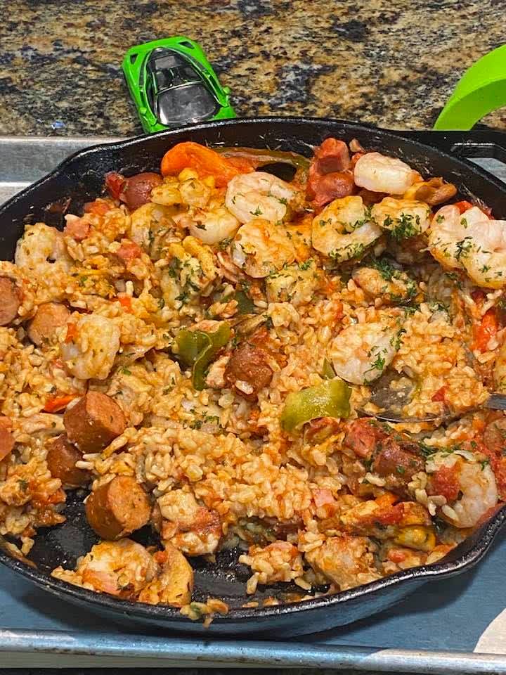 Rum-Spiked Cajun Shrimp and Andouille Jambalaya