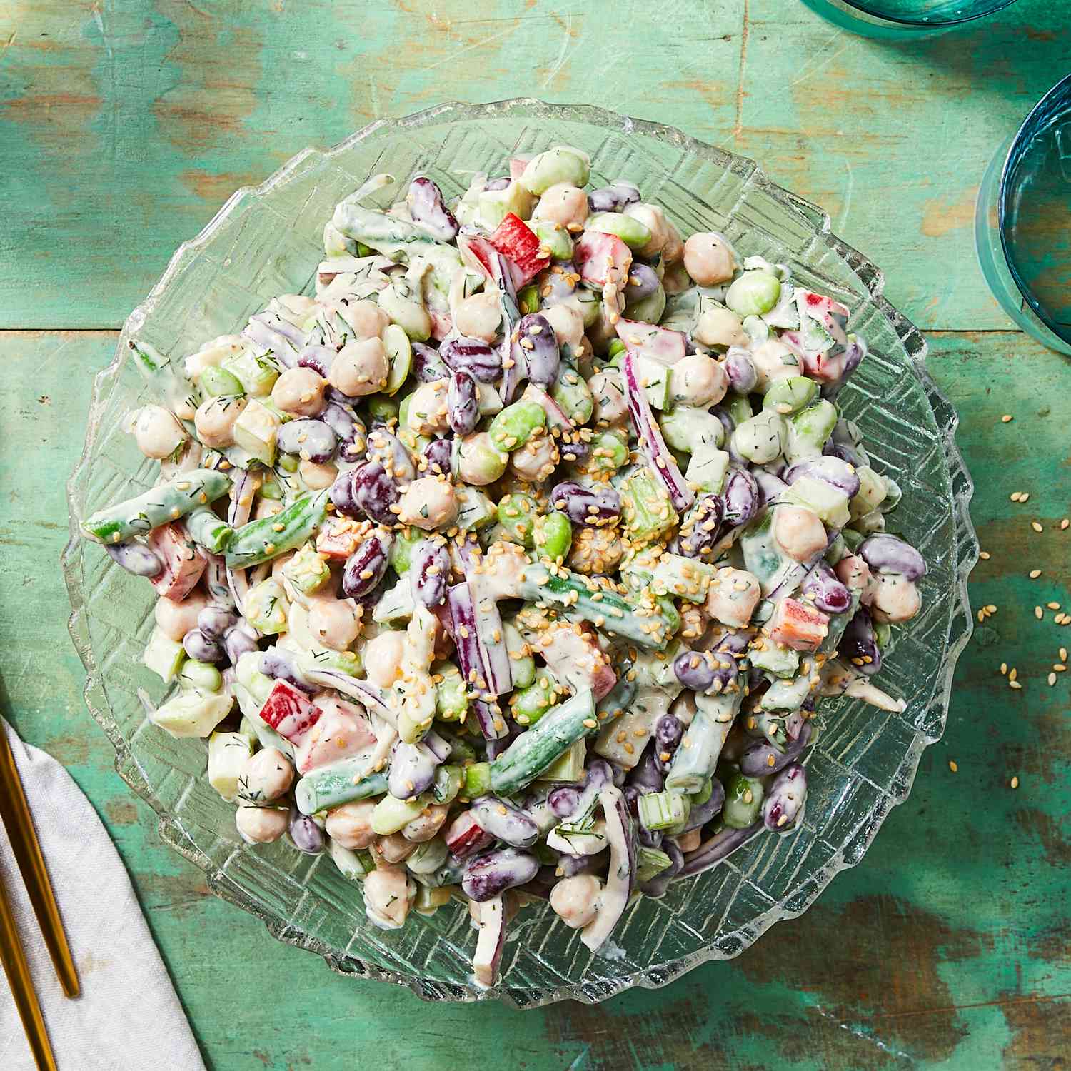 Four-Bean Summer Salad with Zesty Herb Dressing