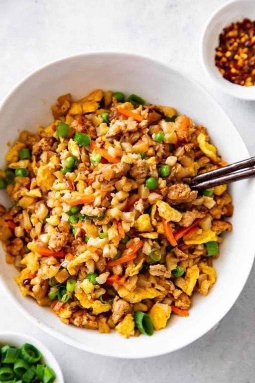 Cauliflower Rice Stir-Fry with Ground Pork and Ginger