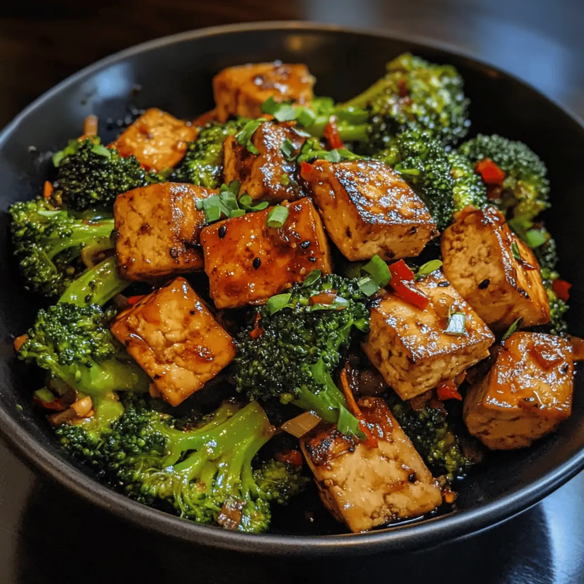 Stir-Fried Tofu with Broccoli and Spicy Chili-Garlic Sauce