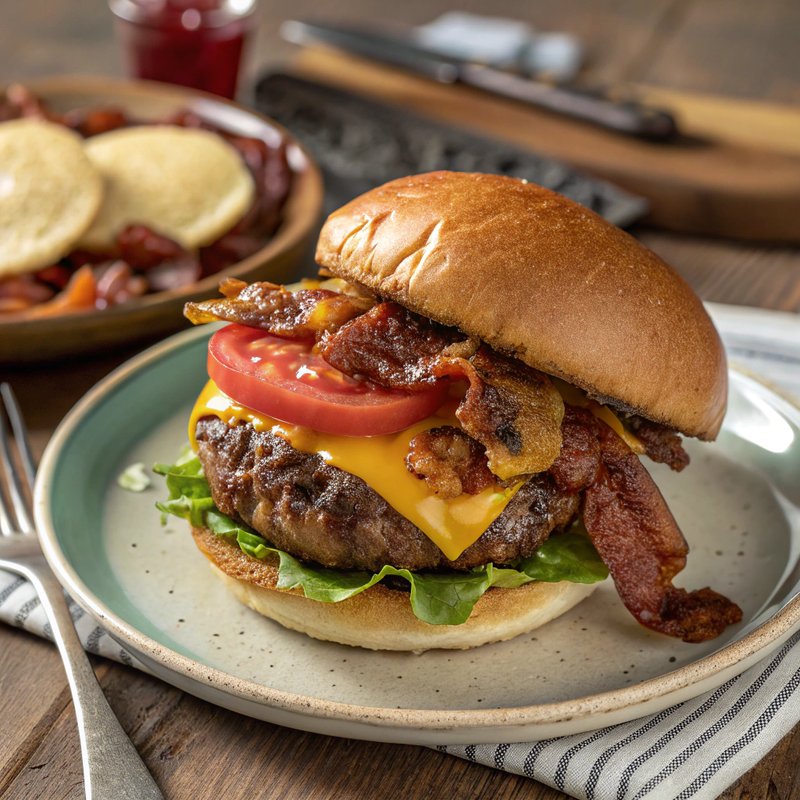 Grilled Prime Burger with Bacon-Maple Sauce