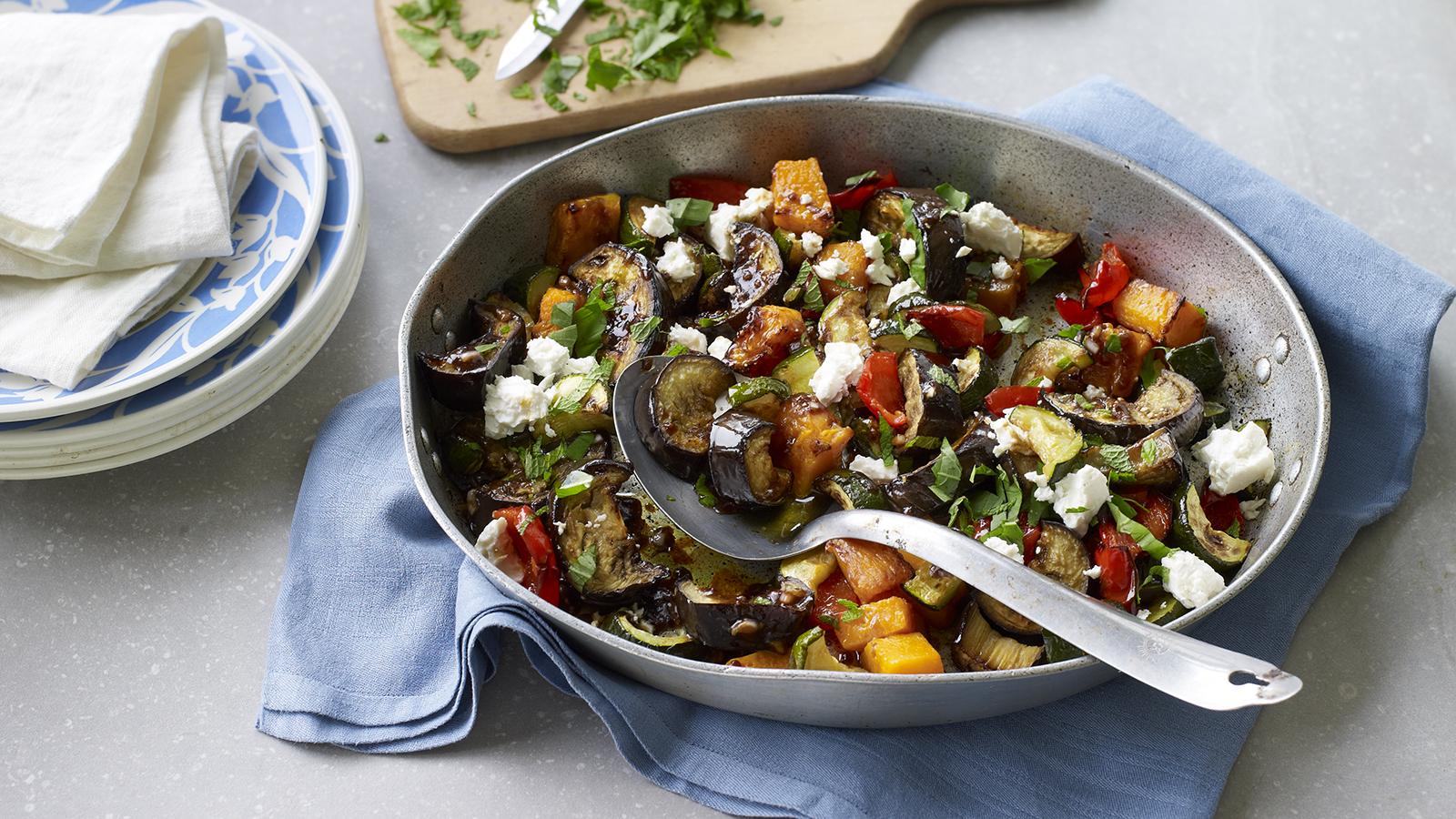 Oven-Roasted Greek Vegetables with Feta and Olives