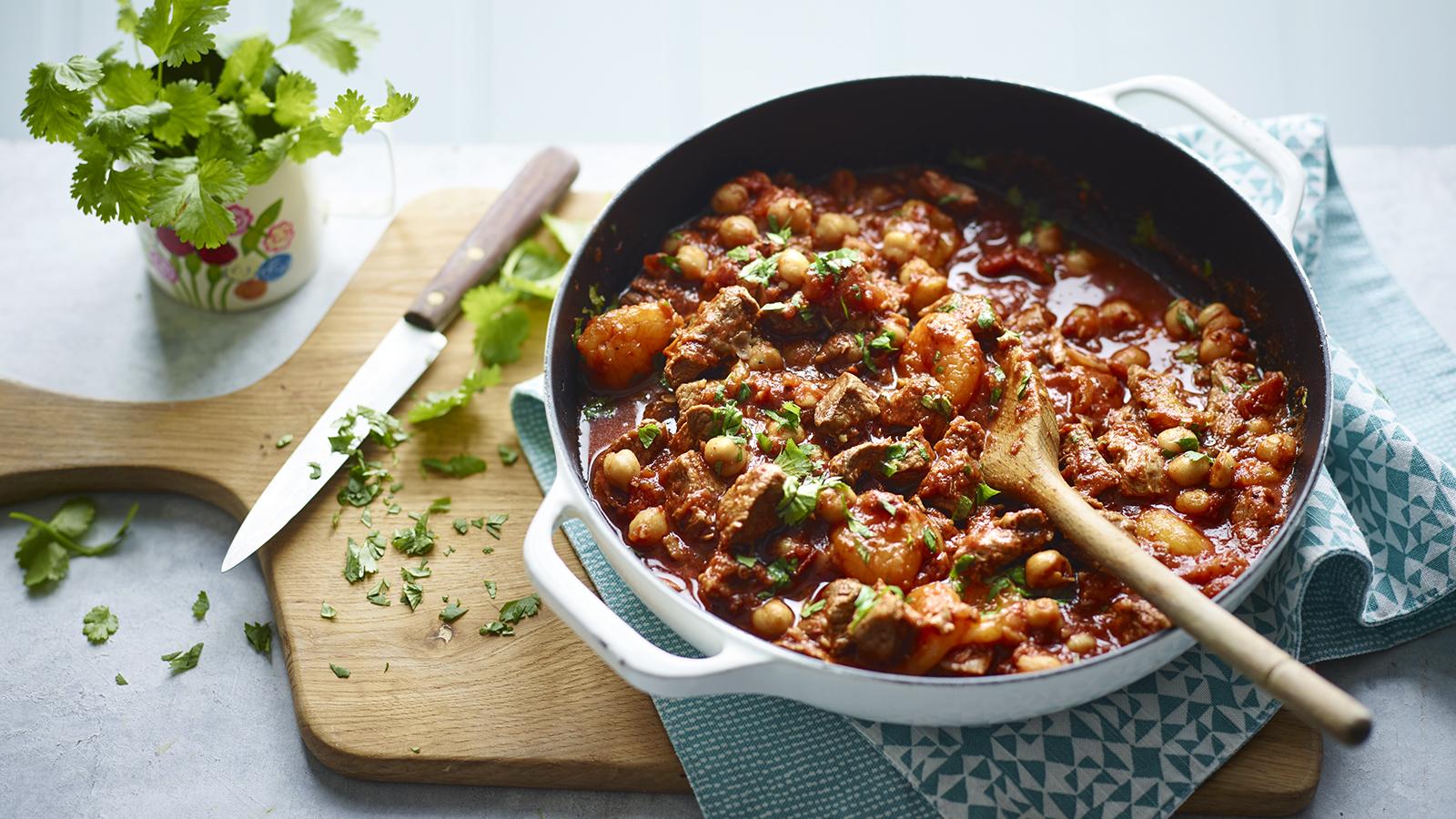 Slow-Roasted Moroccan Lamb Shoulder with Harissa and Chickpeas
