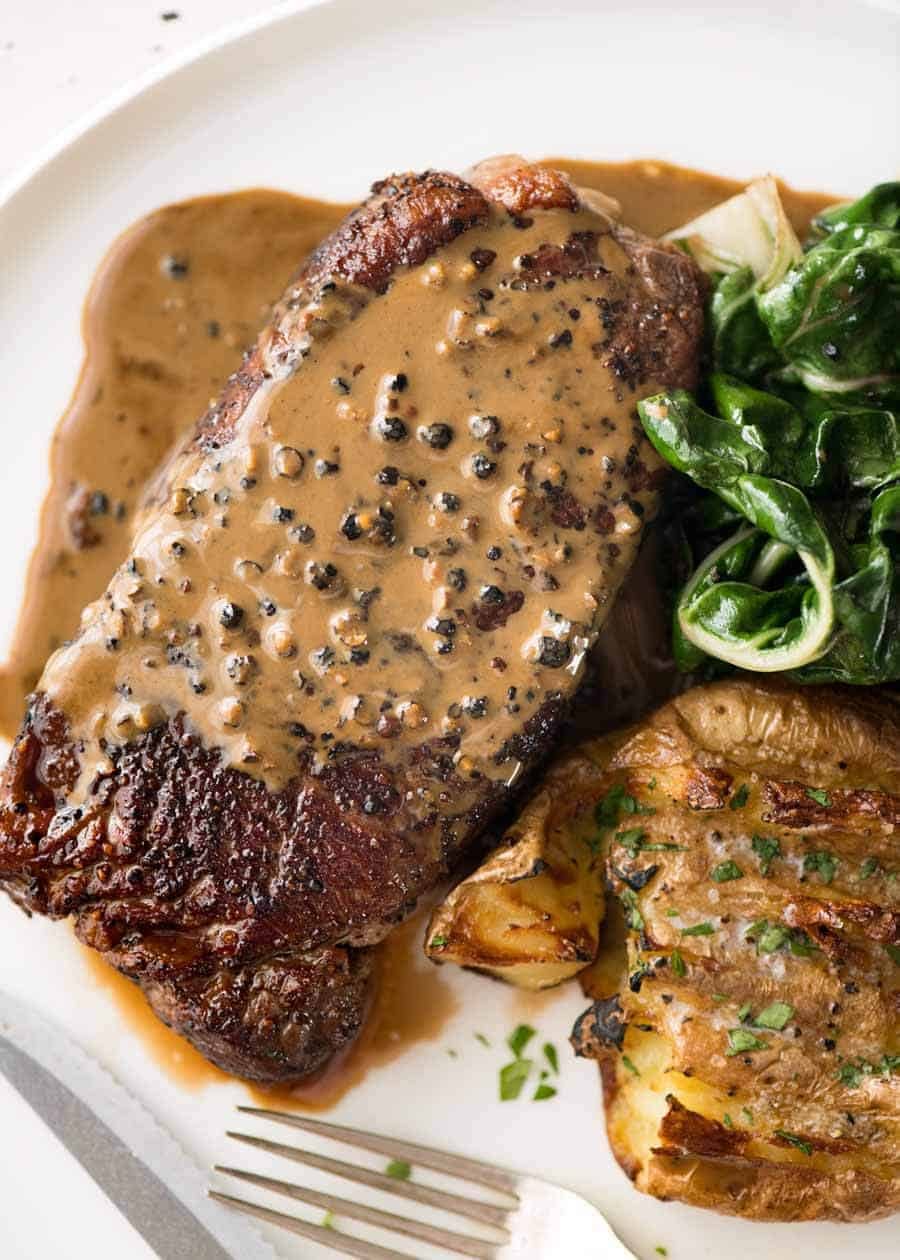 Spiced Kangaroo Steak with Wattleseed Peppercorn Sauce