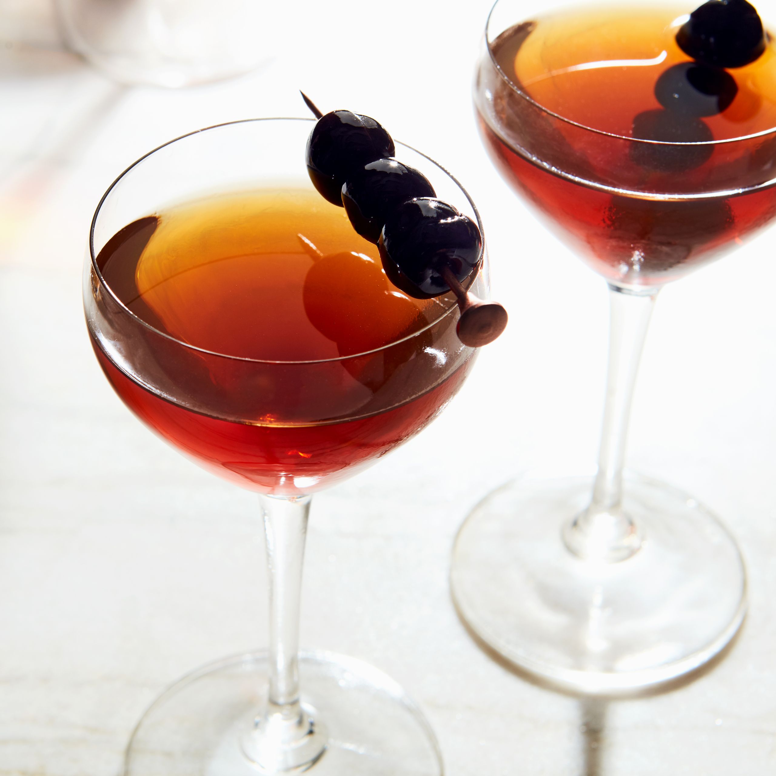 Classic Manhattan Cocktail with Sweet Vermouth and Cherry