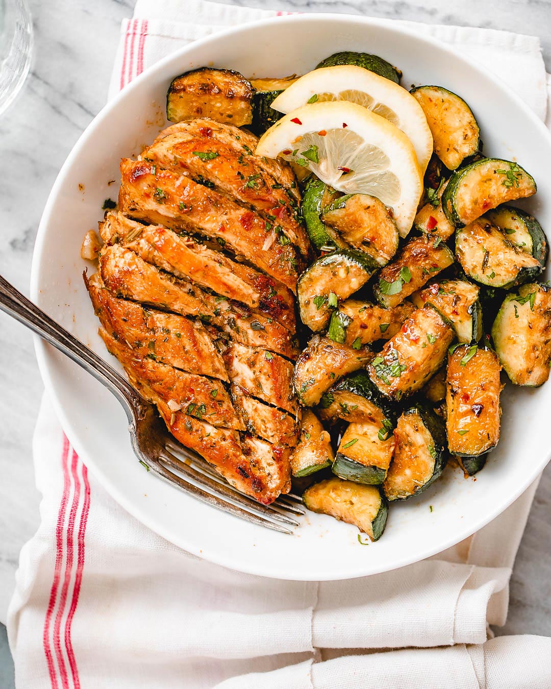 Sautéed Garlic Lemon Chicken with Zucchini Ribbons