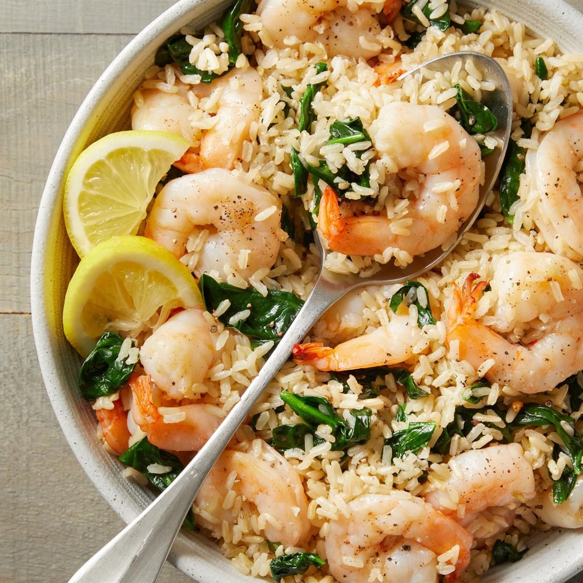 Sautéed Shrimp and Garlic Rice Bowl with Scallions