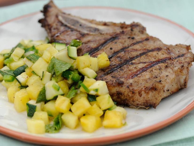 Spiced Rum-Glazed Grilled Pork Chops with Pineapple Salsa