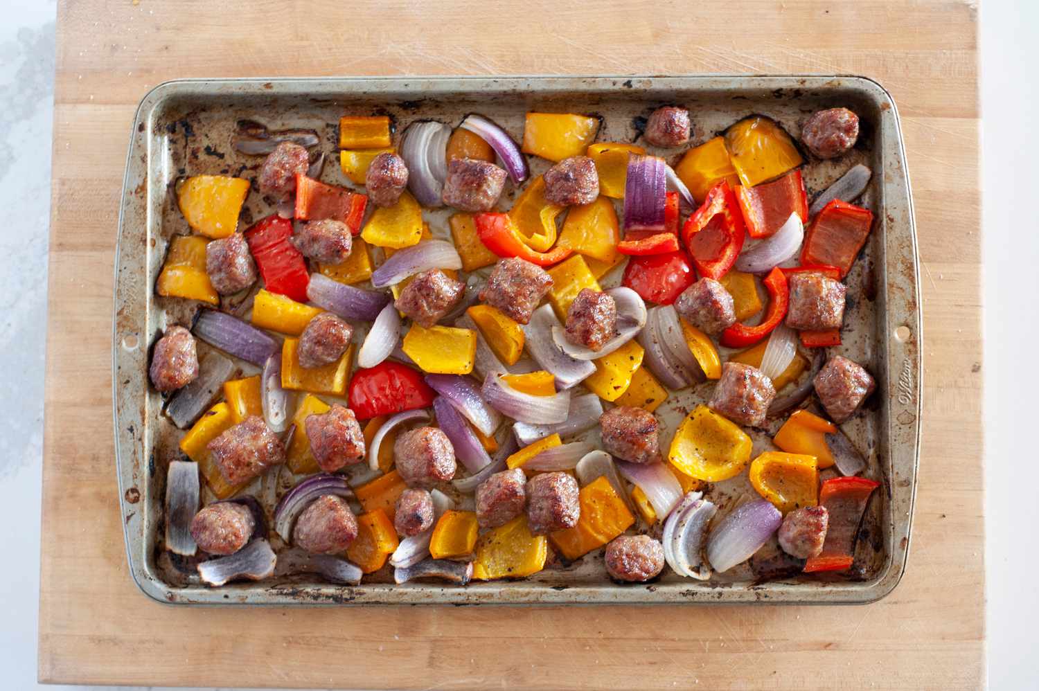 Sheet Pan Hot Link Sausage with Roasted Peppers and Onions