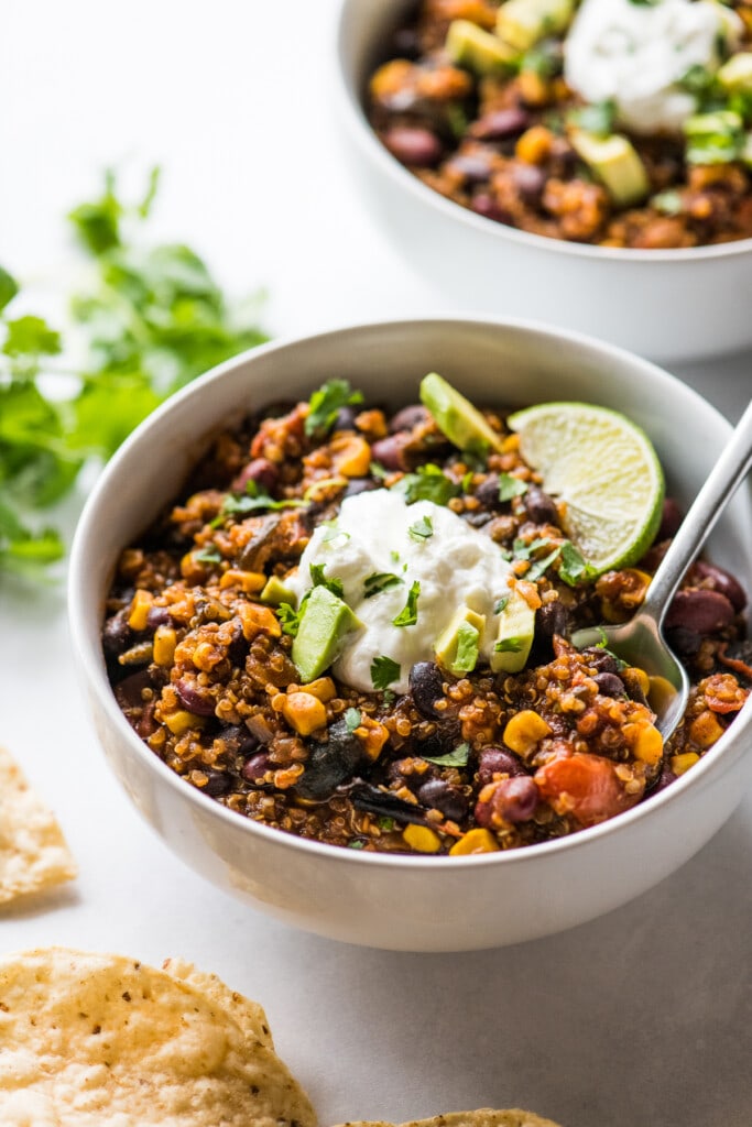One-Pot Spicy Black Bean and Quinoa Chili