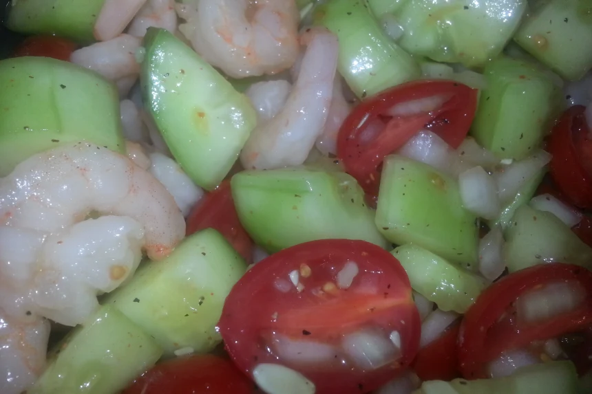 Mojito-Inspired Cucumber-Shrimp Salad