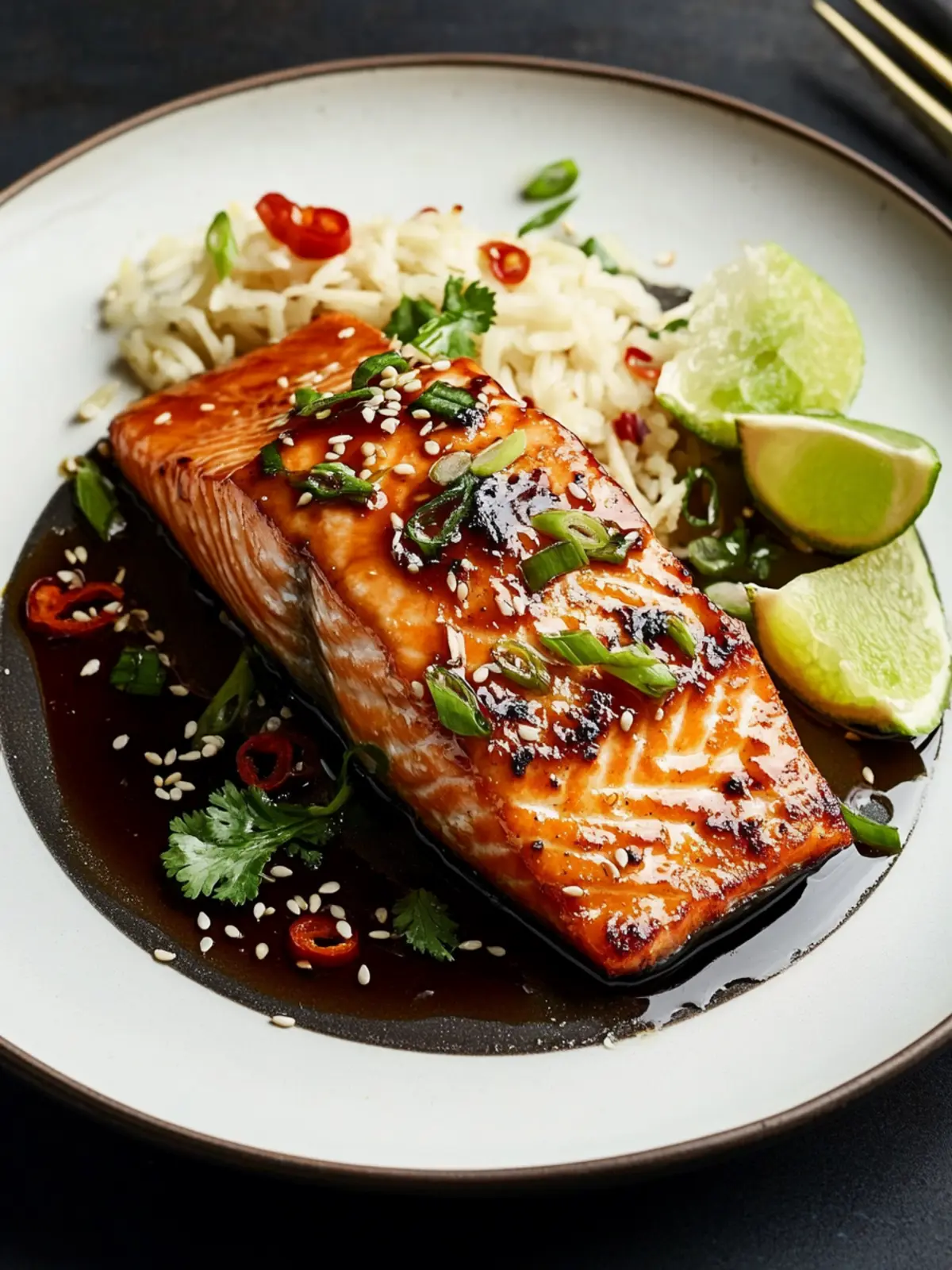 Ginger-Soy Glazed Salmon with Sesame Sautéed Spinach