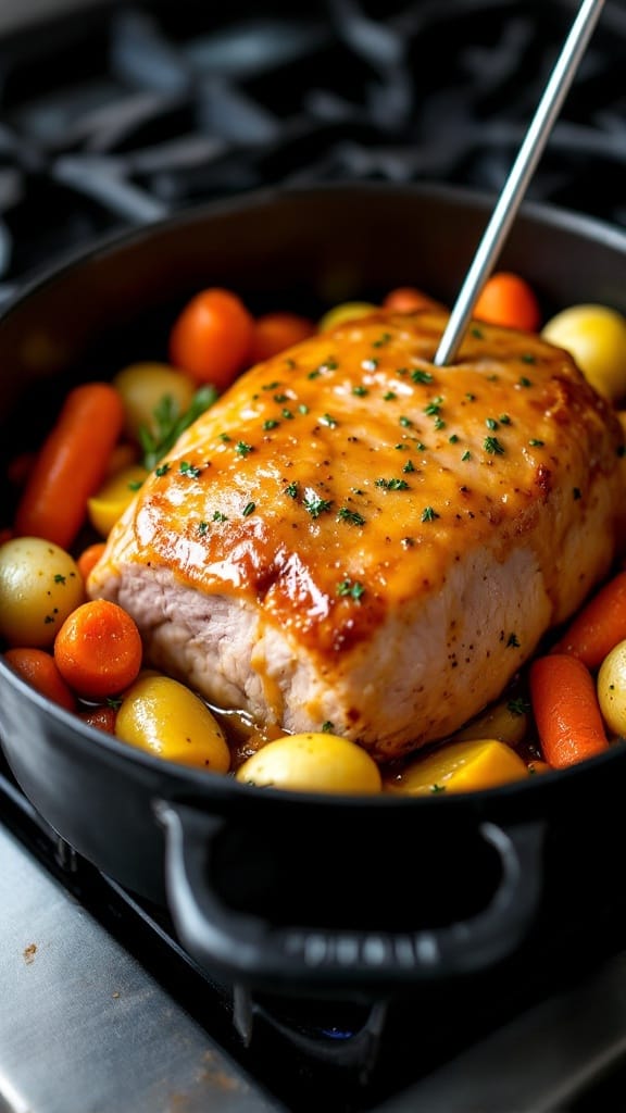 Sheet Pan Mustard-Honey Glazed Pork with Roasted Root Vegetables