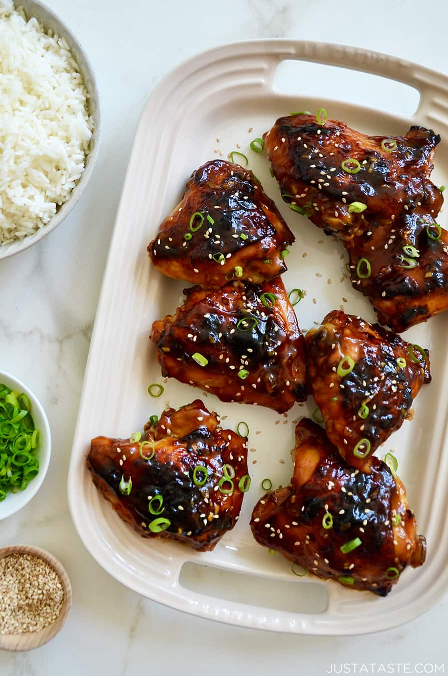 Pan-Seared Chicken Thighs with Honey-Soy Glaze and Sesame Greens