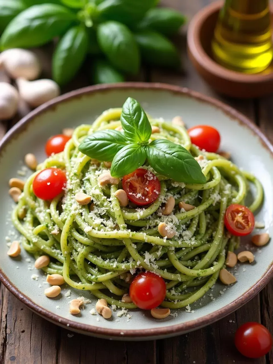 Hydroponic Basil Pesto Pasta