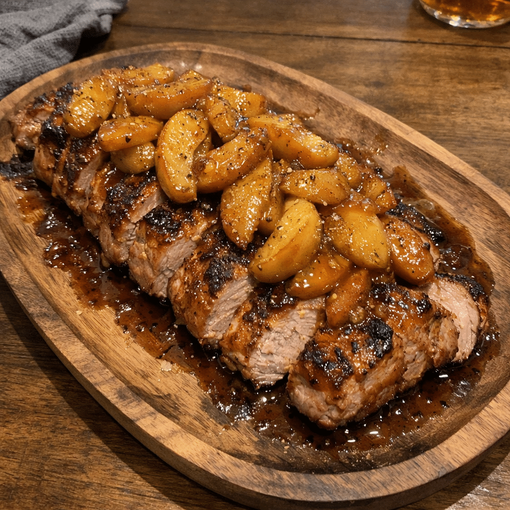Bourbon-Glazed Pork Tenderloin with Roasted Apples