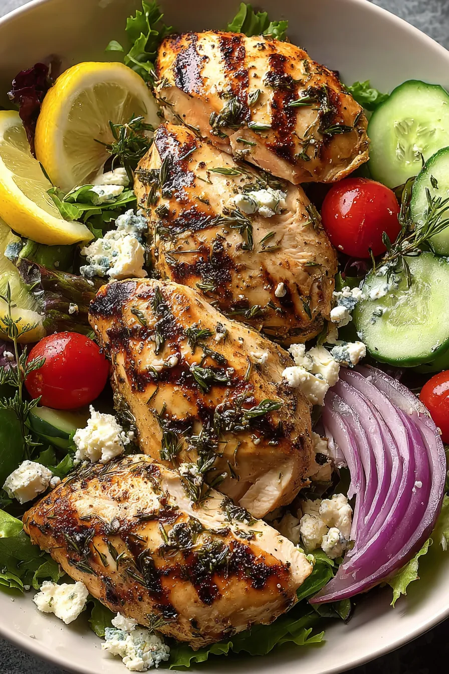 Grilled Lemon-Thyme Chicken with Charred Vegetable Salad