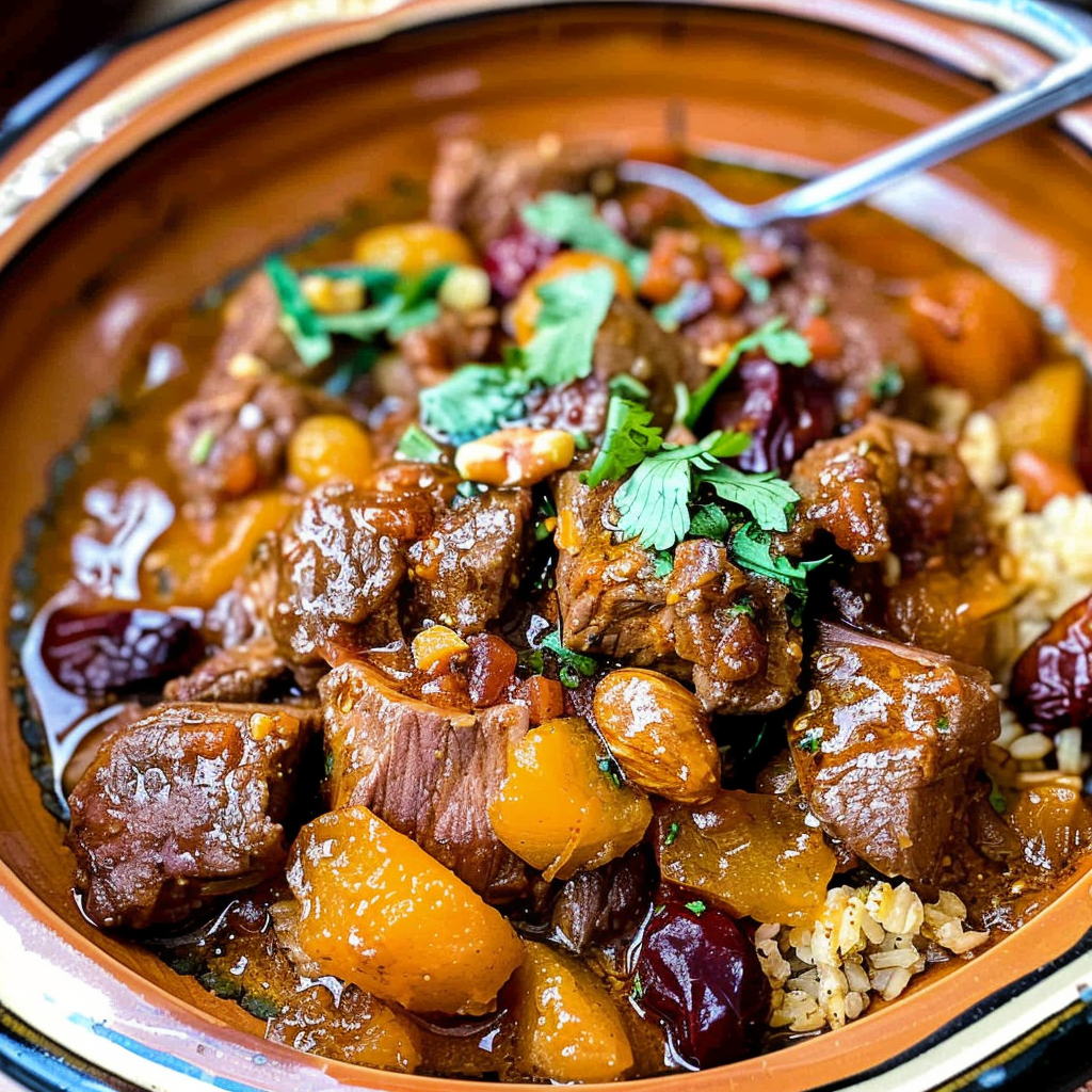 Cardamom-Spiced Lamb Tagine with Apricots and Almonds