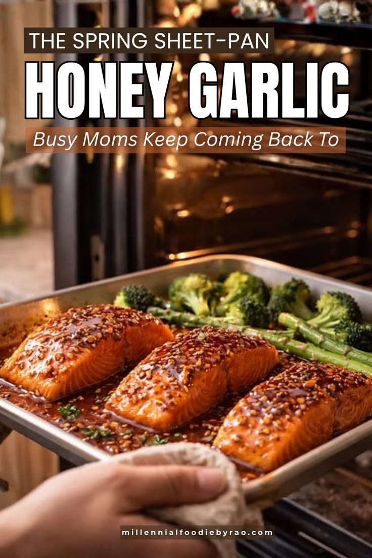 Sheet Pan Honey-Garlic Glazed Salmon with Roasted Broccoli