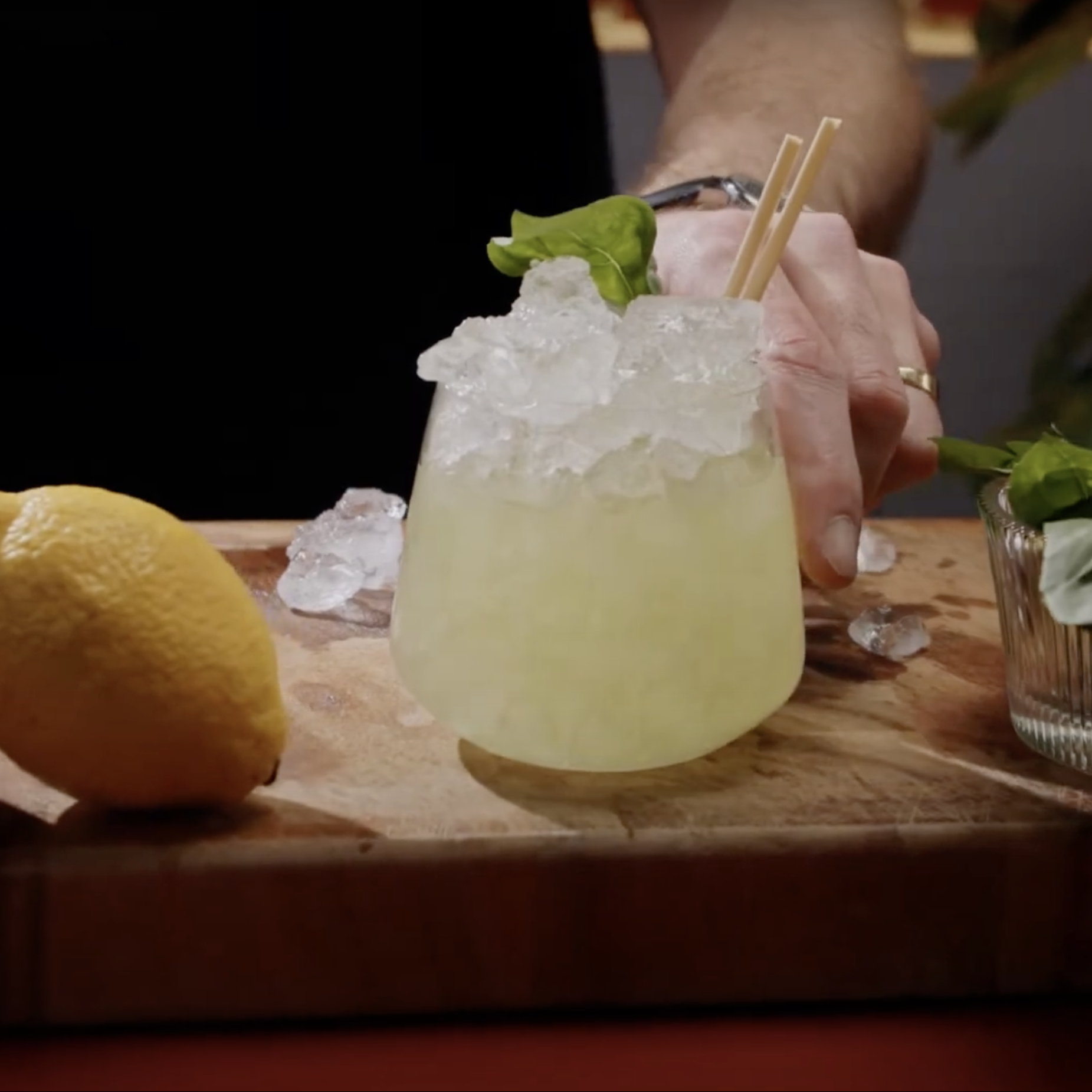 Herbal Gin Sour with Fresh Basil and Honey