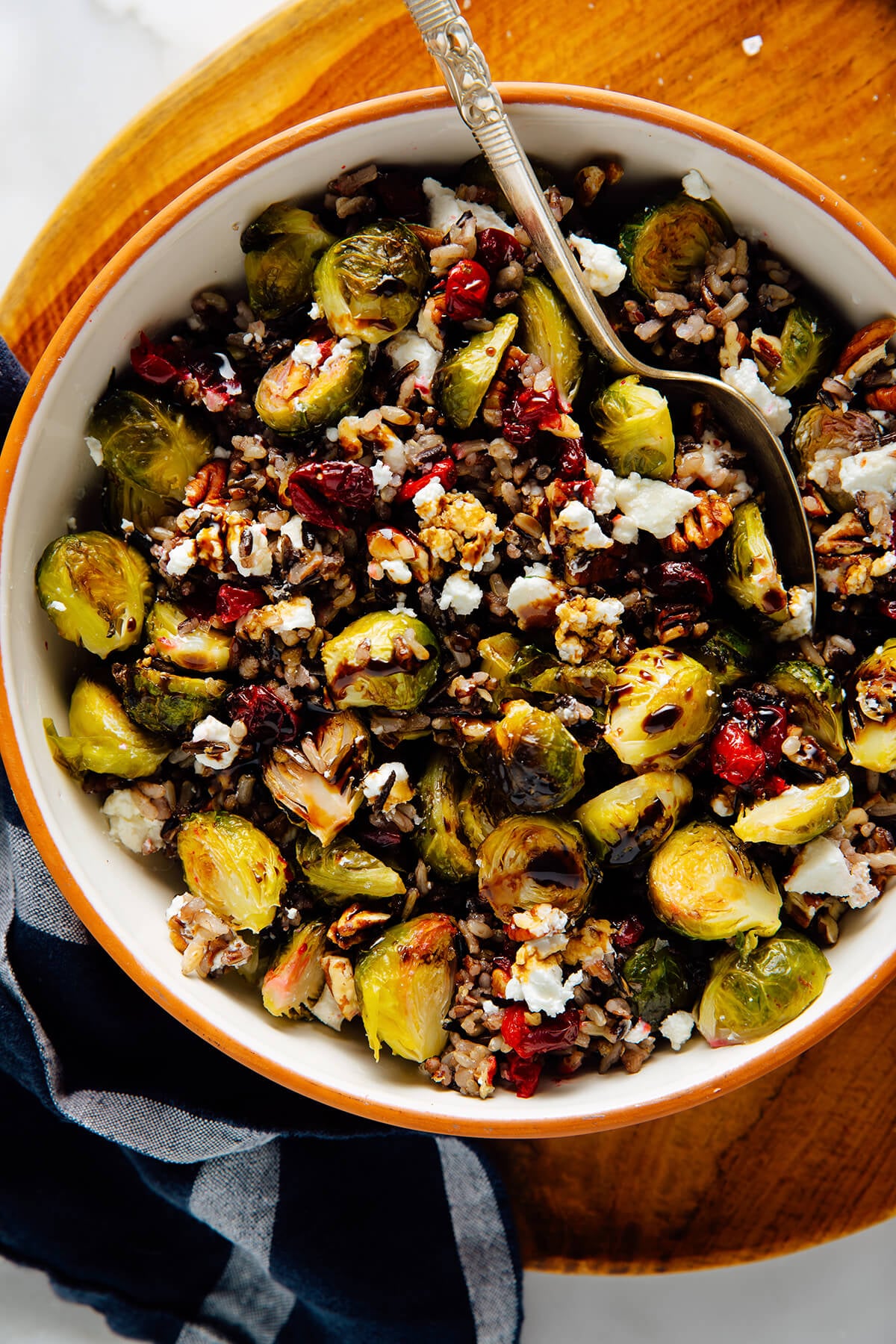 Oven-Roasted Wild Rice and Maple-Glazed Brussels Sprouts