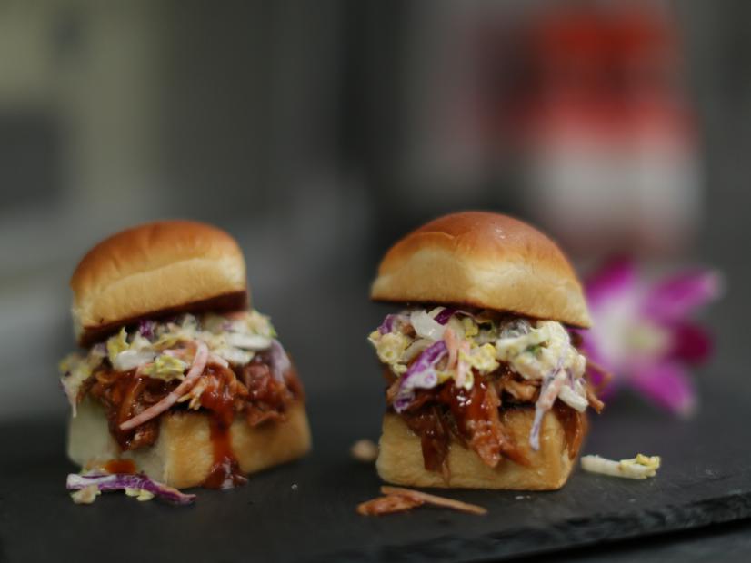 Smoked Tiki Pulled Pork Sliders with Pineapple Slaw
