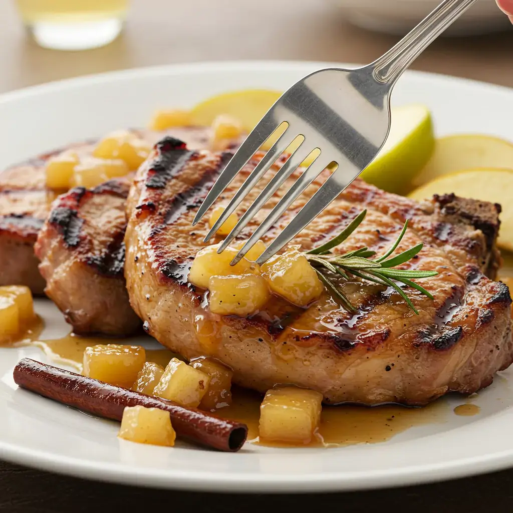 Grilled Hoosier-Style Pork Chops with Apple Bourbon Glaze